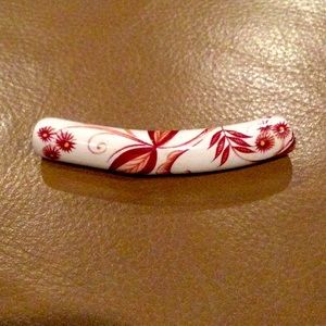 Vintage Handmade 70’s Necklace Bead Bohemian Floral Design Burgundy Red White